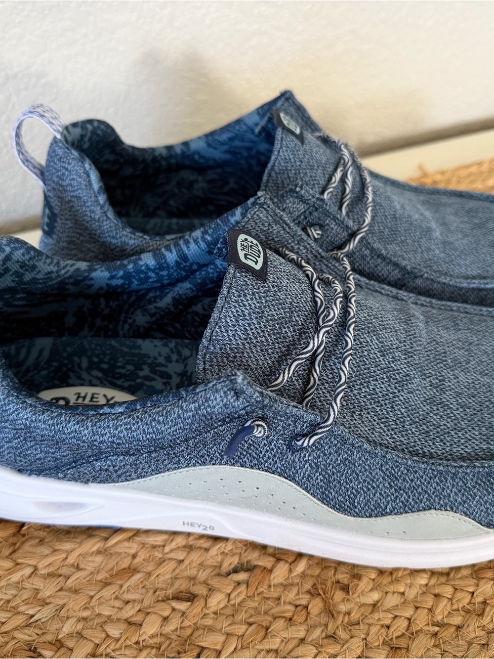 Hey Dude Blue Knit Slip-On Loafers